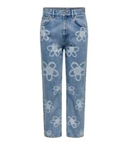 NEON & NYLON Pale Blue Floral Ankle Grazing Jeans
